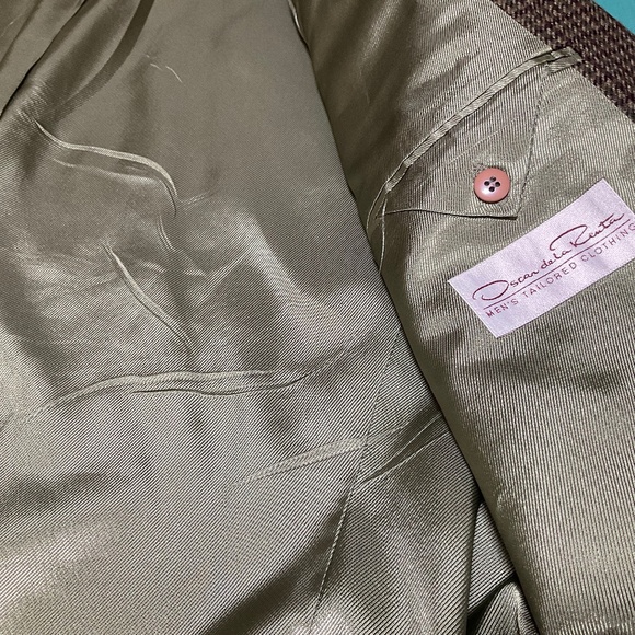 Oscar De La Renta vintage tweed wool sport coat houndstooth pattern Mens SZ 42R - Picture 4 of 9